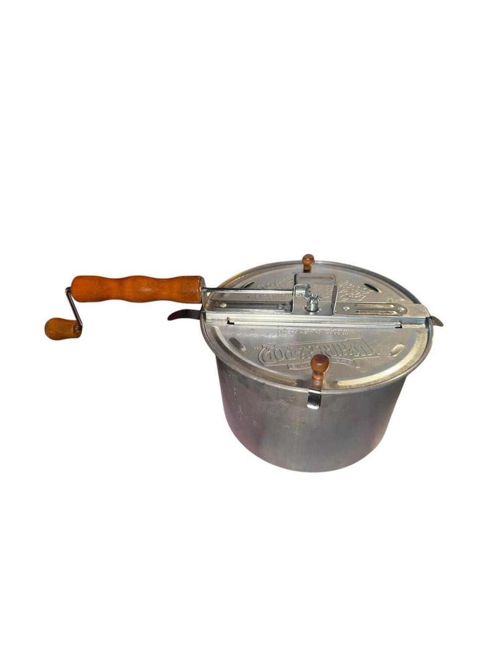 Wabash Whirley Pop 6 Qt Popcorn Aluminum Popper Stovetop Hand Crank Vintage